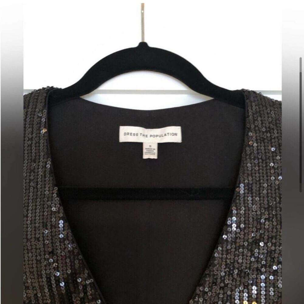Dress the Population Black Sequin Full Length Gown - Picture 3 of 5